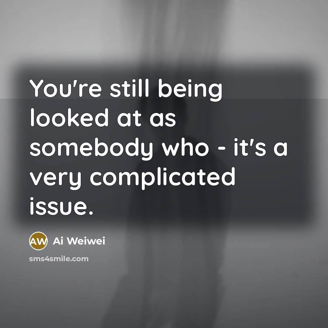 “You're still being looked at as somebody who - it's…” quote by Ai Weiwei