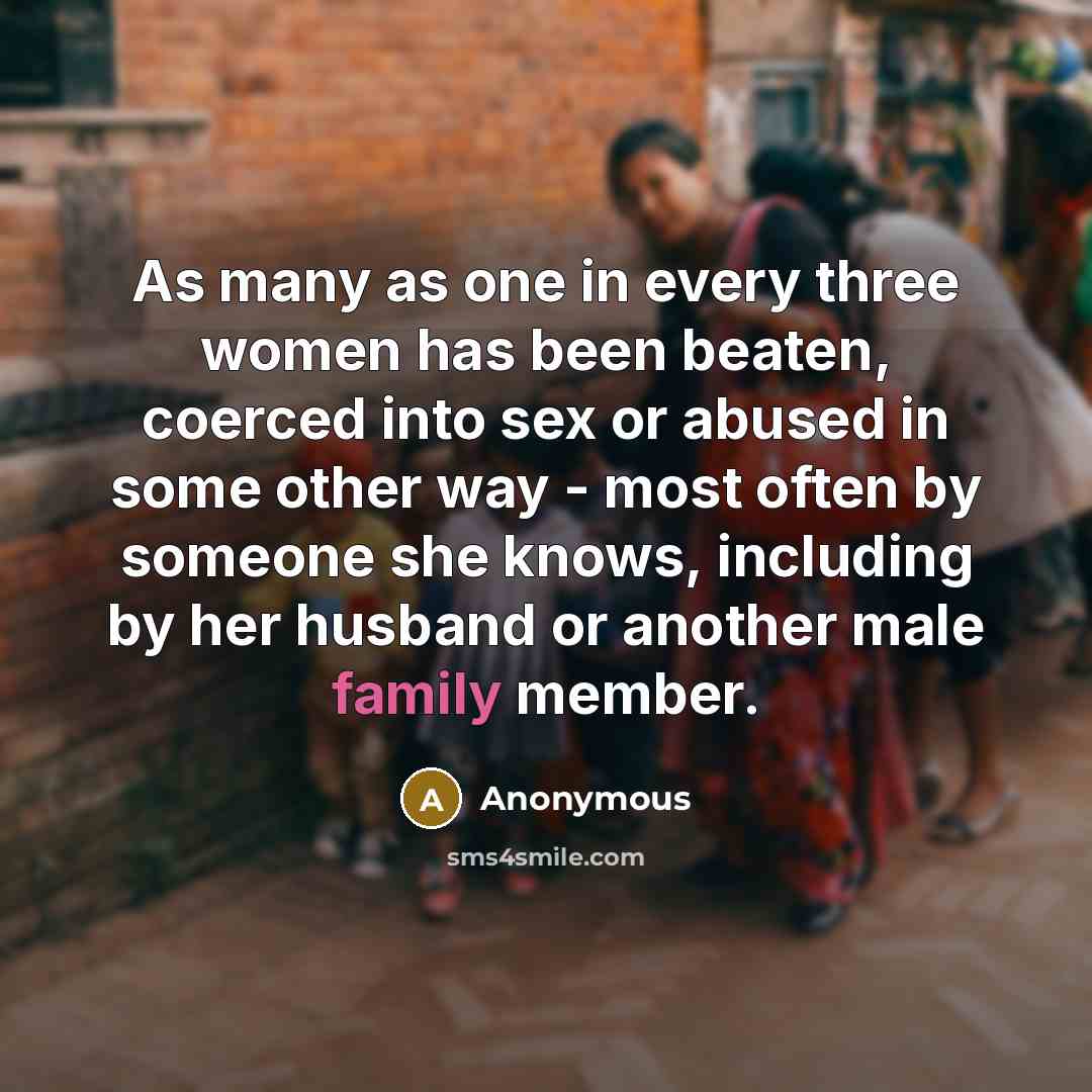 “As many as one in every three women has been…” quote by Anonymous