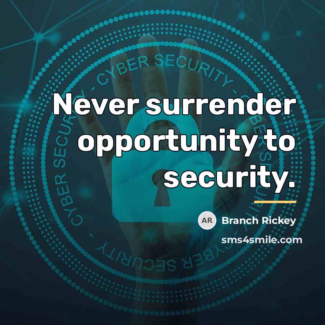 “Never surrender opportunity to security.…” quote by Branch Rickey