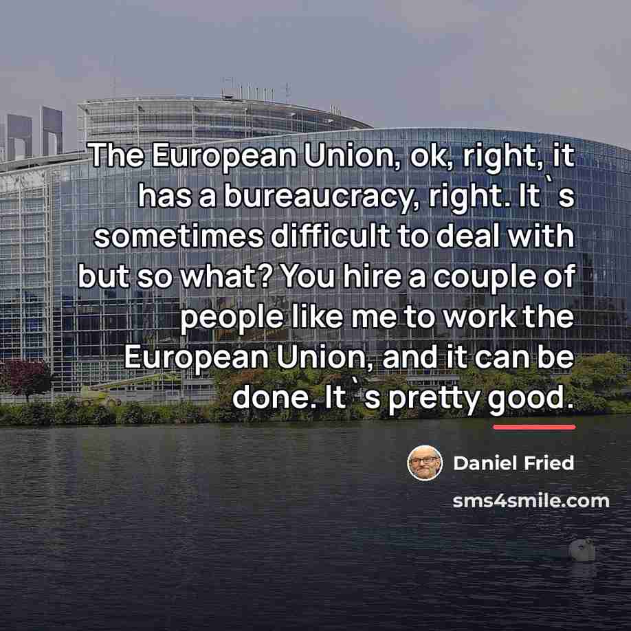“The European Union, ok, right, it has a bureaucracy, right.…” quote by Daniel Fried