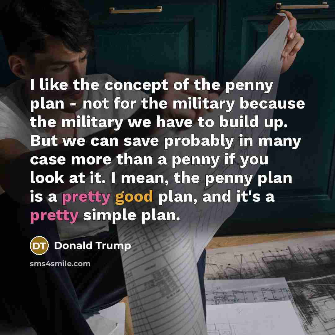 “I like the concept of the penny plan - not…” quote by Donald Trump