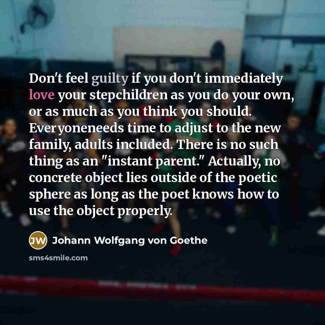 “Don't feel guilty if you don't immediately love your stepchildren…” quote by Johann Wolfgang von Goethe