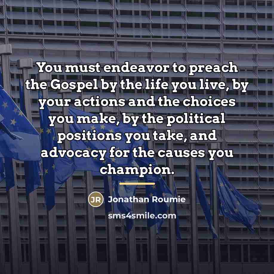 “You must endeavor to preach the Gospel by the life…” quote by Jonathan Roumie