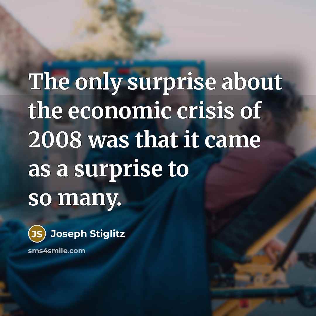 “The only surprise about the economic crisis of 2008 was…” quote by Joseph Stiglitz