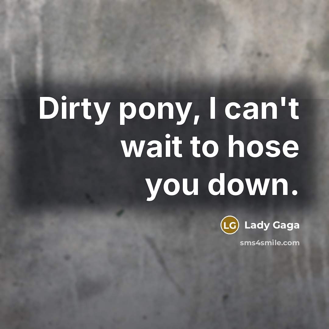 “Dirty pony, I can't wait to hose you down.…” quote by Lady Gaga