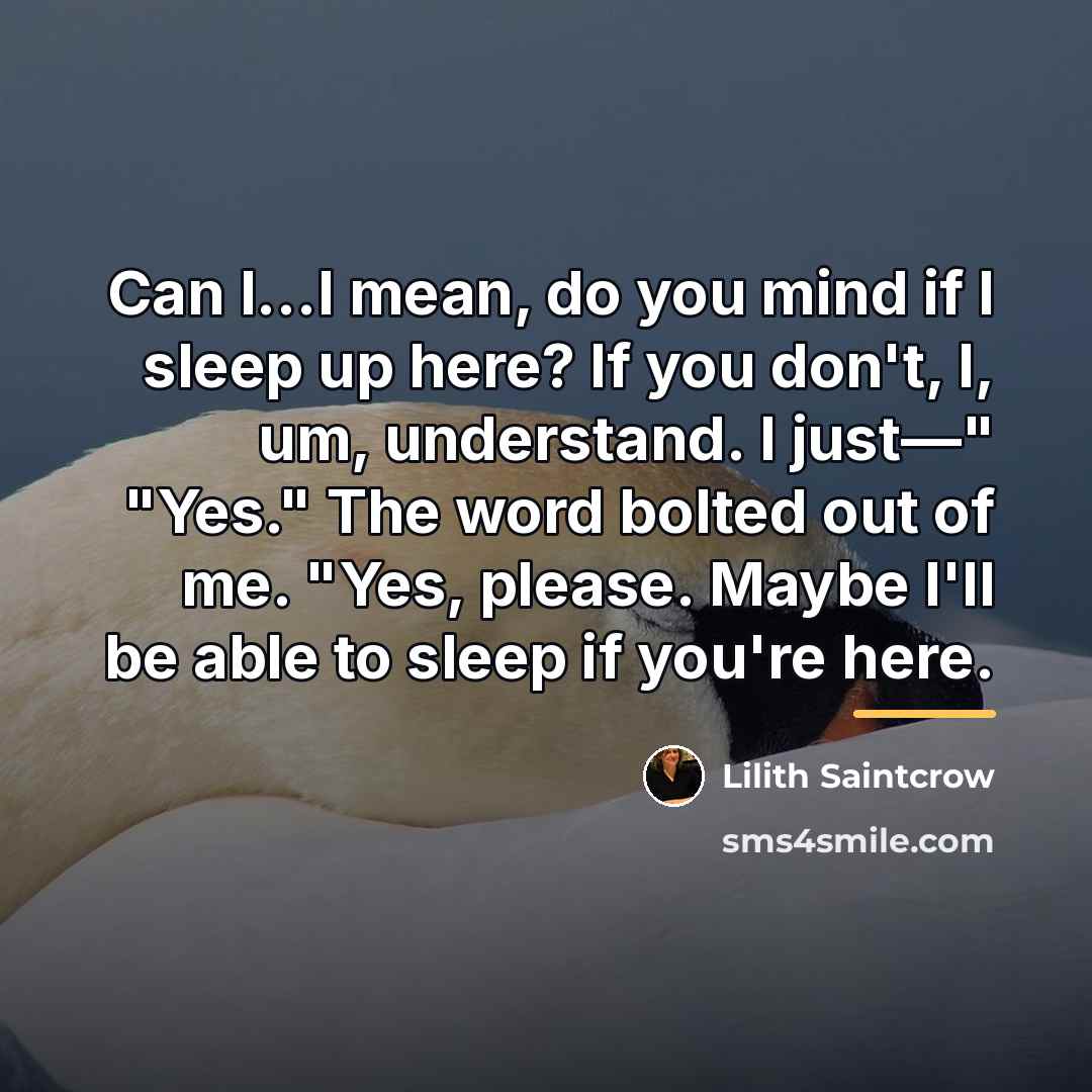“Can I…I mean, do you mind if I sleep up…” quote by Lilith Saintcrow