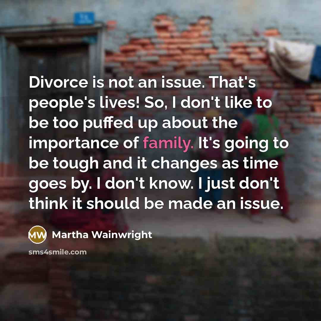 “Divorce is not an issue. That's people's lives! So, I…” quote by Martha Wainwright