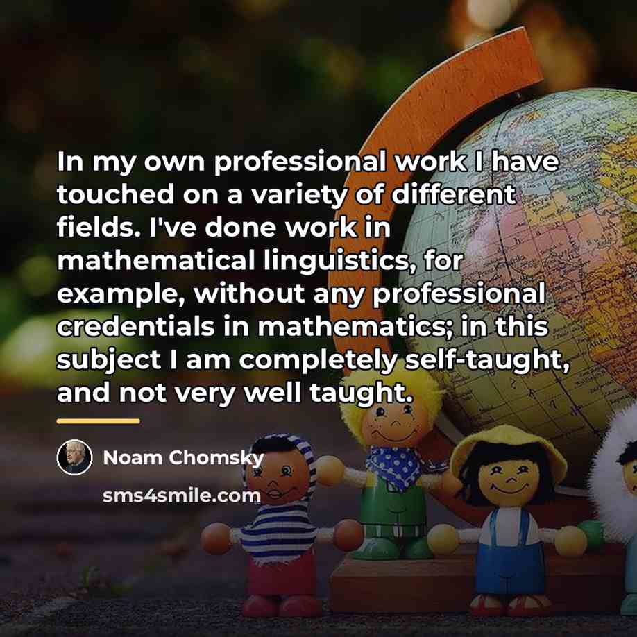 “In my own professional work I have touched on a…” quote by Noam Chomsky