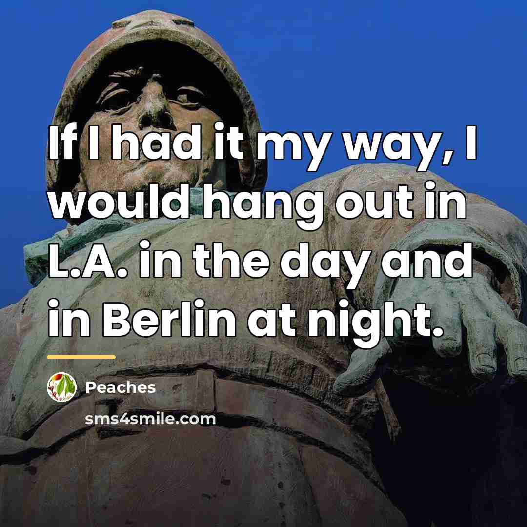 “If I had it my way, I would hang out…” quote by Peaches