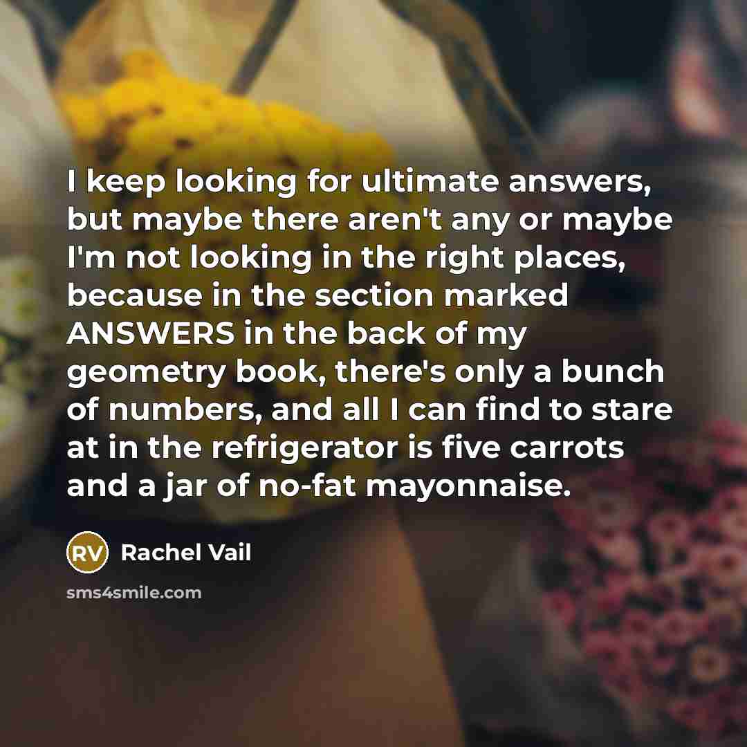 “I keep looking for ultimate answers, but maybe there aren't…” quote by Rachel Vail