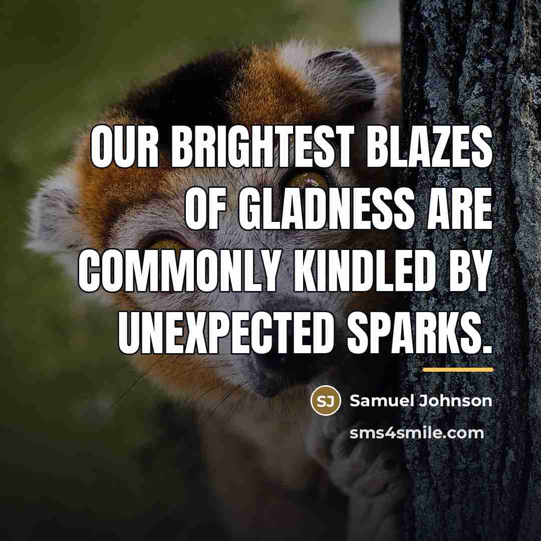 “Our brightest blazes of gladness are commonly kindled by unexpected…” quote by Samuel Johnson