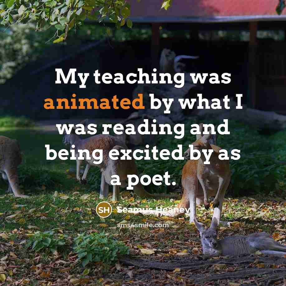 “My teaching was animated by what I was reading and…” quote by Seamus Heaney
