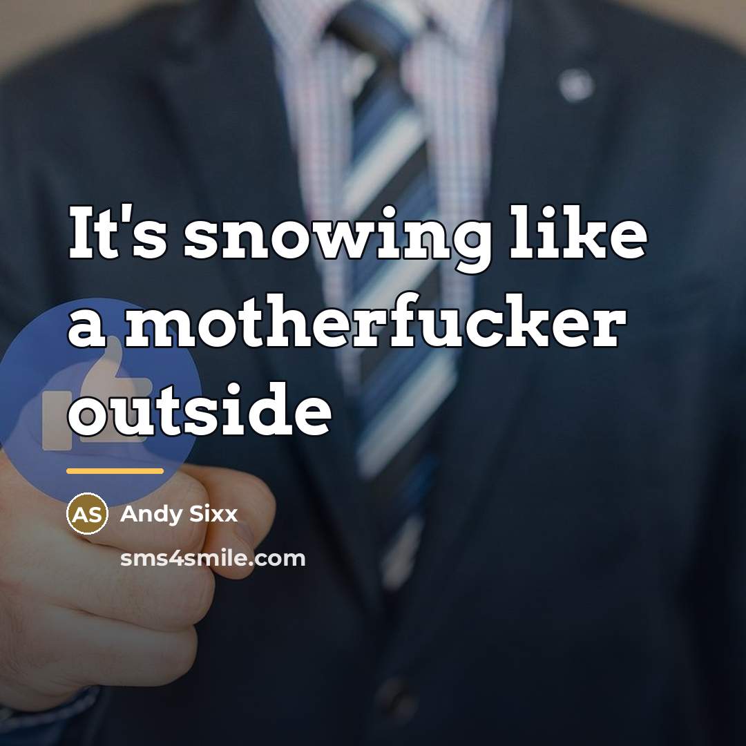 “It's snowing like a motherfucker outside…” quote by Andy Sixx