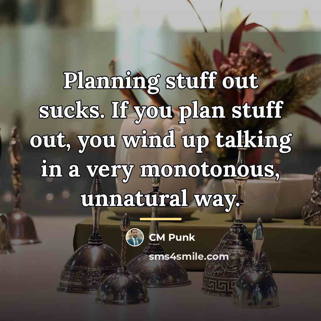 “Planning stuff out sucks. If you plan stuff out, you…” quote by CM Punk