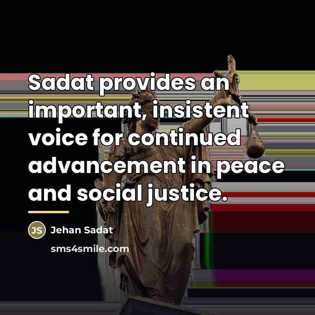 “Sadat provides an important, insistent voice for continued advancement in…” quote by Jehan Sadat