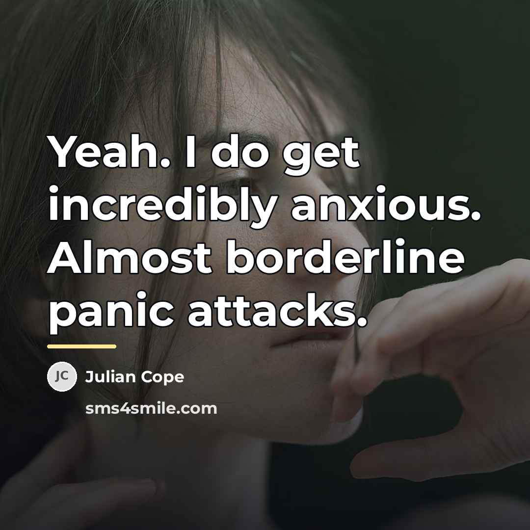 “Yeah. I do get incredibly anxious. Almost borderline panic attacks.…” quote by Julian Cope
