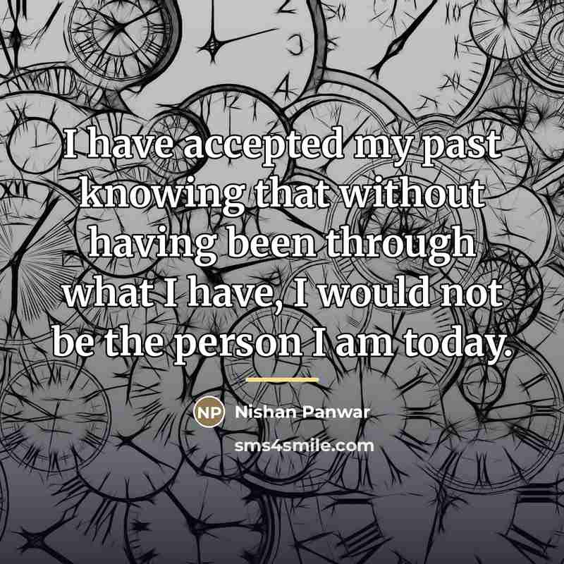 “I have accepted my past knowing that without having been…” quote by Nishan Panwar