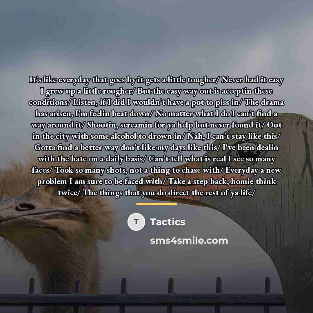 “It's like everyday that goes by it gets a little…” quote by Tactics