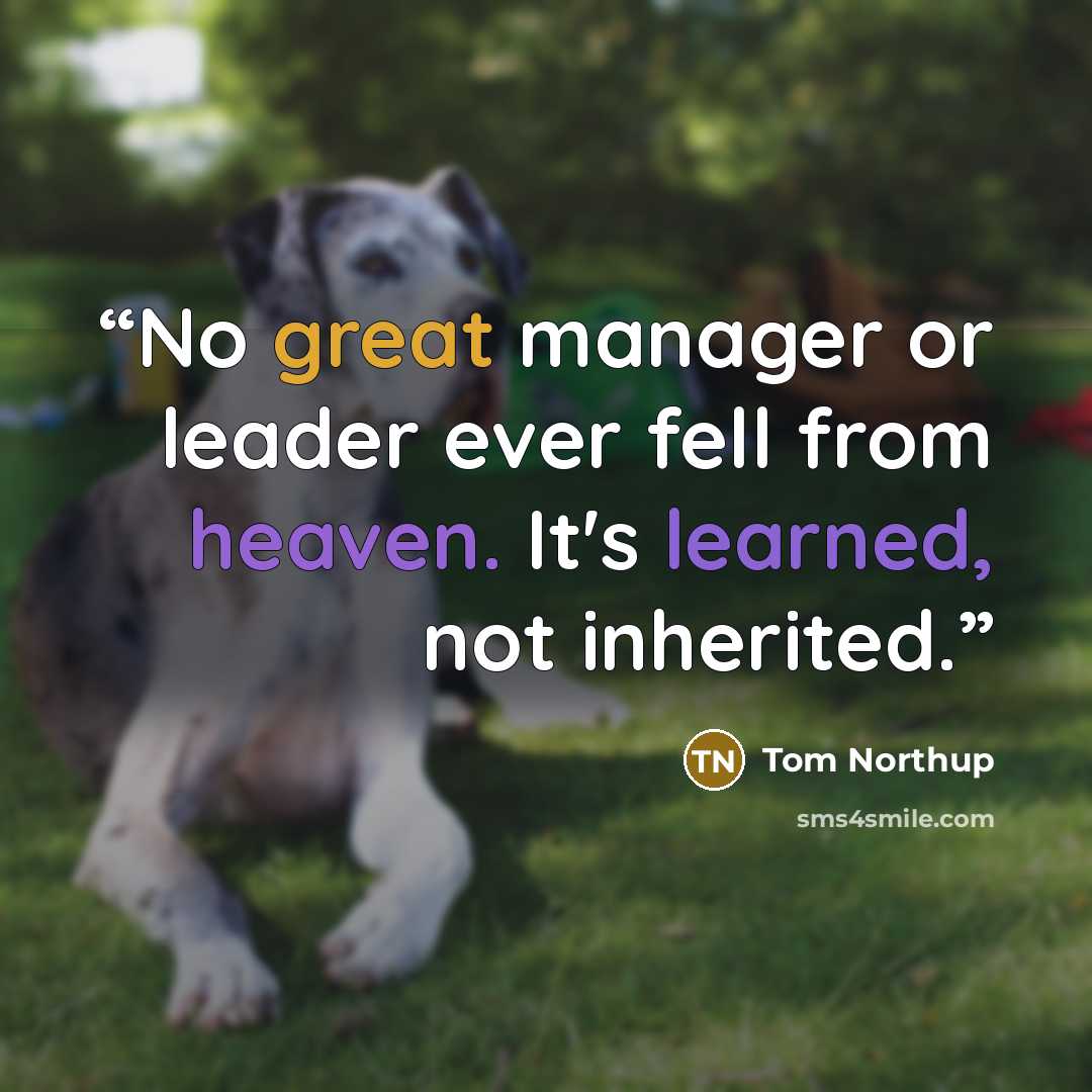 “No great manager or leader ever fell from heaven. It's learned, not inherited.” quote by Tom Northup