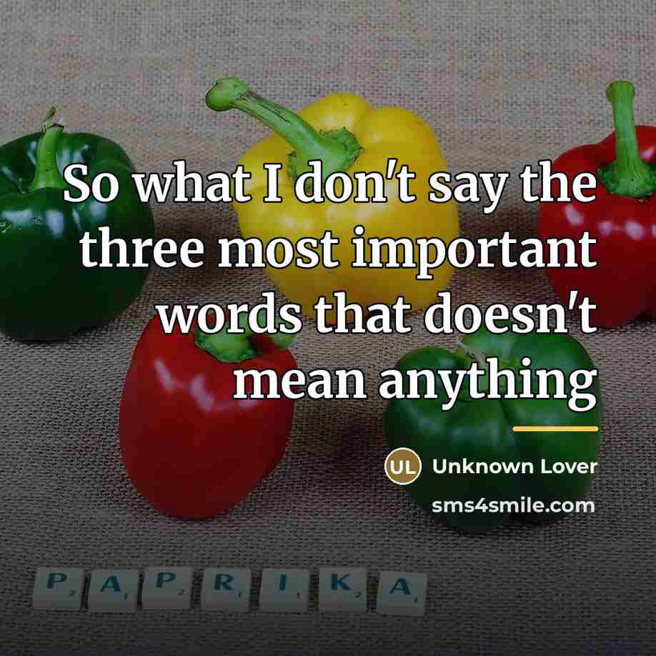 “So what I don't say the three most important words…” quote by Anonymous