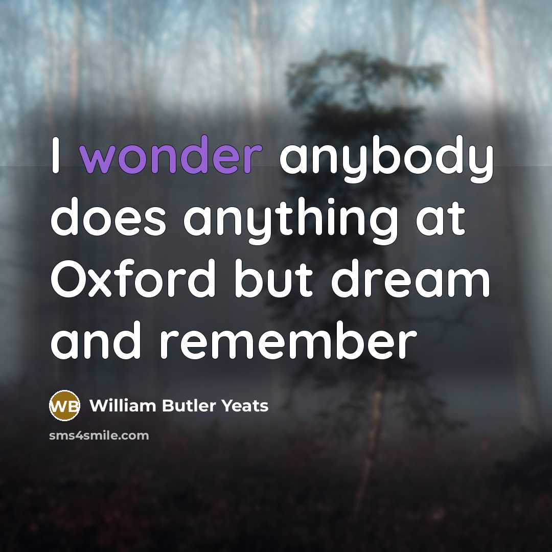 “I wonder anybody does anything at Oxford but dream and…” quote by William Butler Yeats