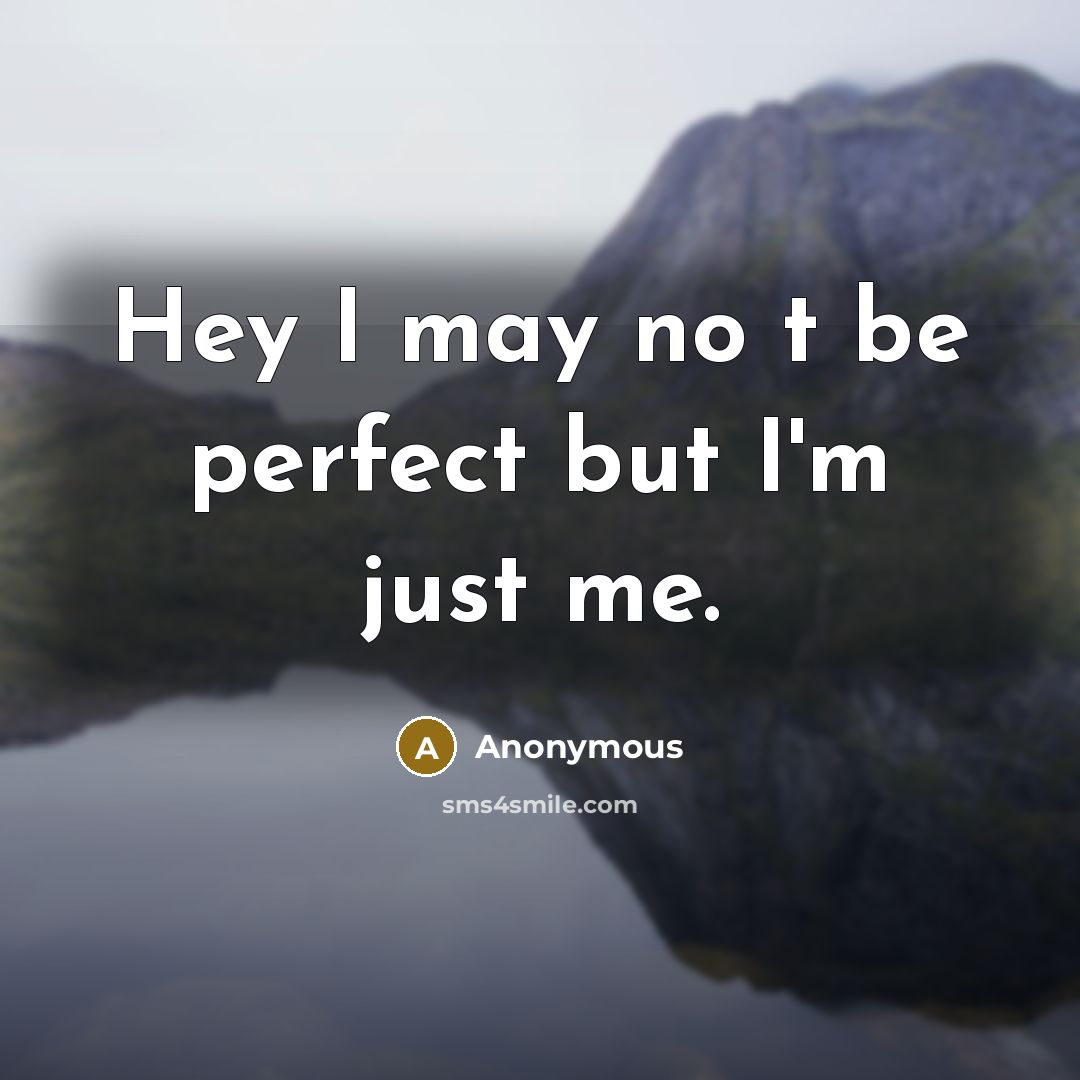 “Hey I may no t be perfect but I'm just…” quote by Anonymous