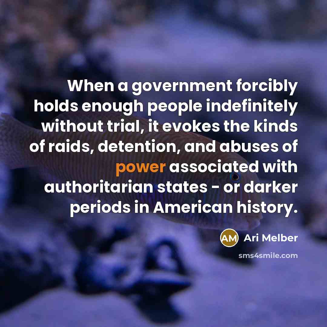 “When a government forcibly holds enough people indefinitely without trial,…” quote by Ari Melber