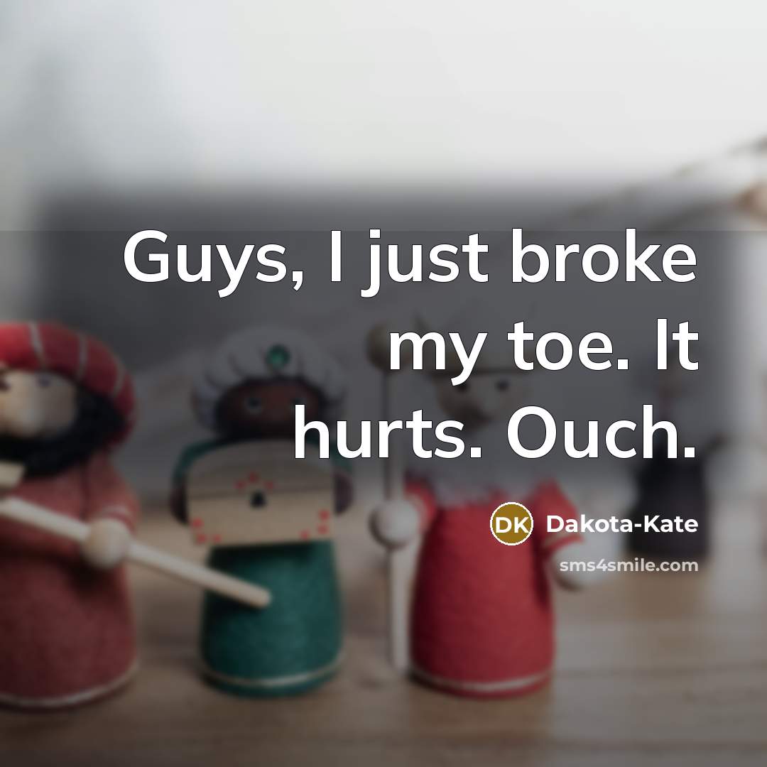 “Guys, I just broke my toe. It hurts. Ouch.” quote by Dakota-Kate