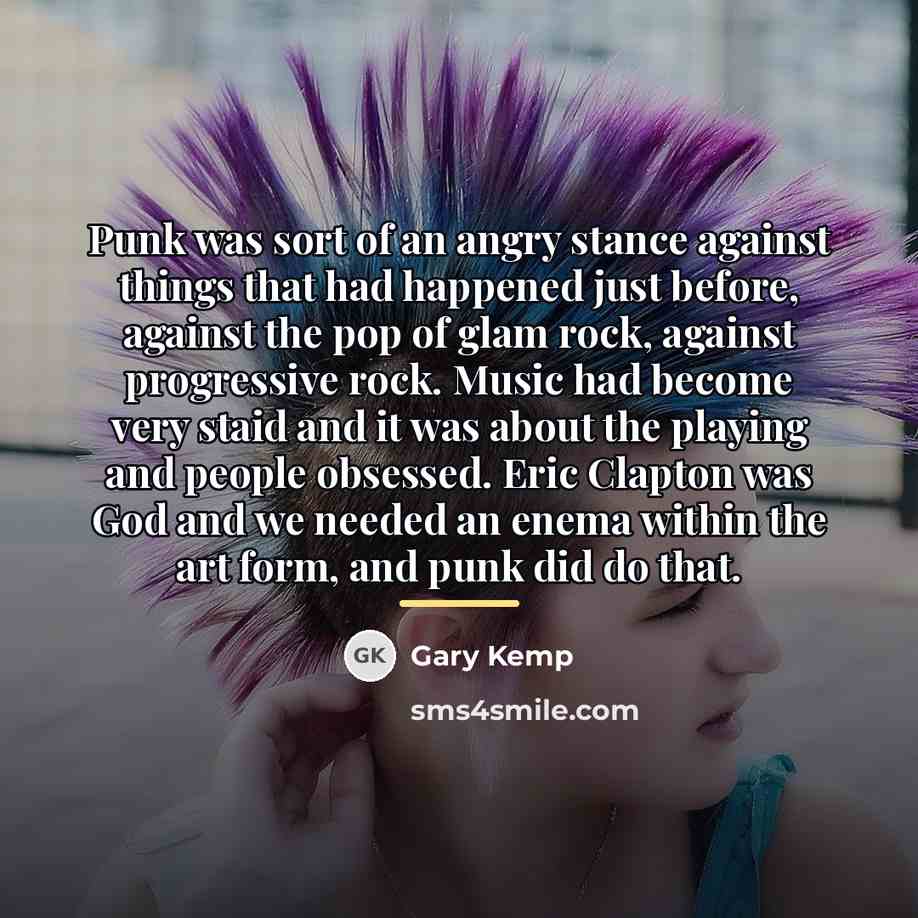 “Punk was sort of an angry stance against things that…” quote by Gary Kemp