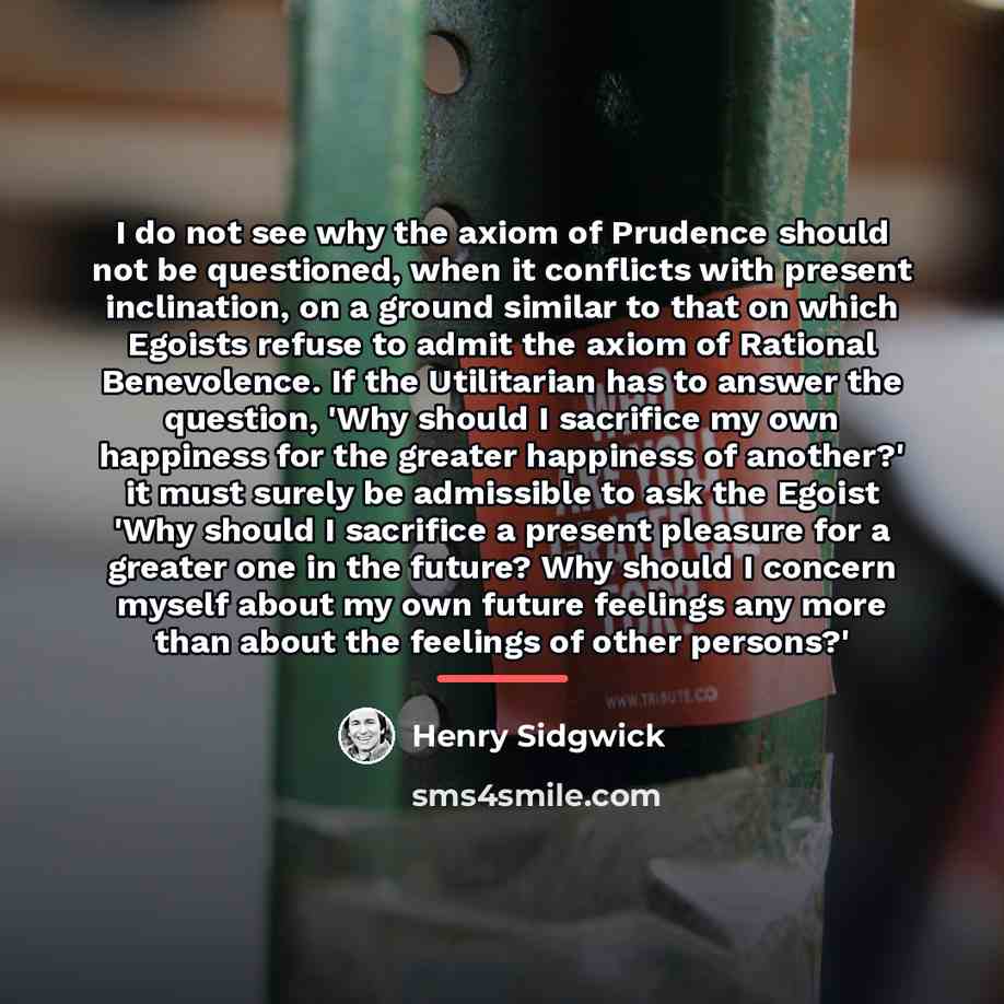 “I do not see why the axiom of Prudence should…” quote by Henry Sidgwick