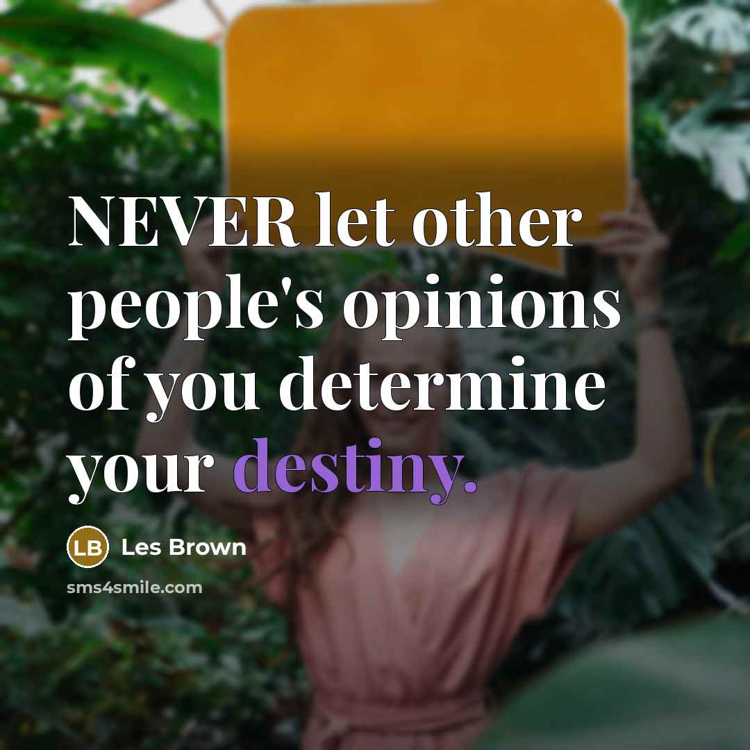 “NEVER let other people's opinions of you determine your destiny.…” quote by Les Brown