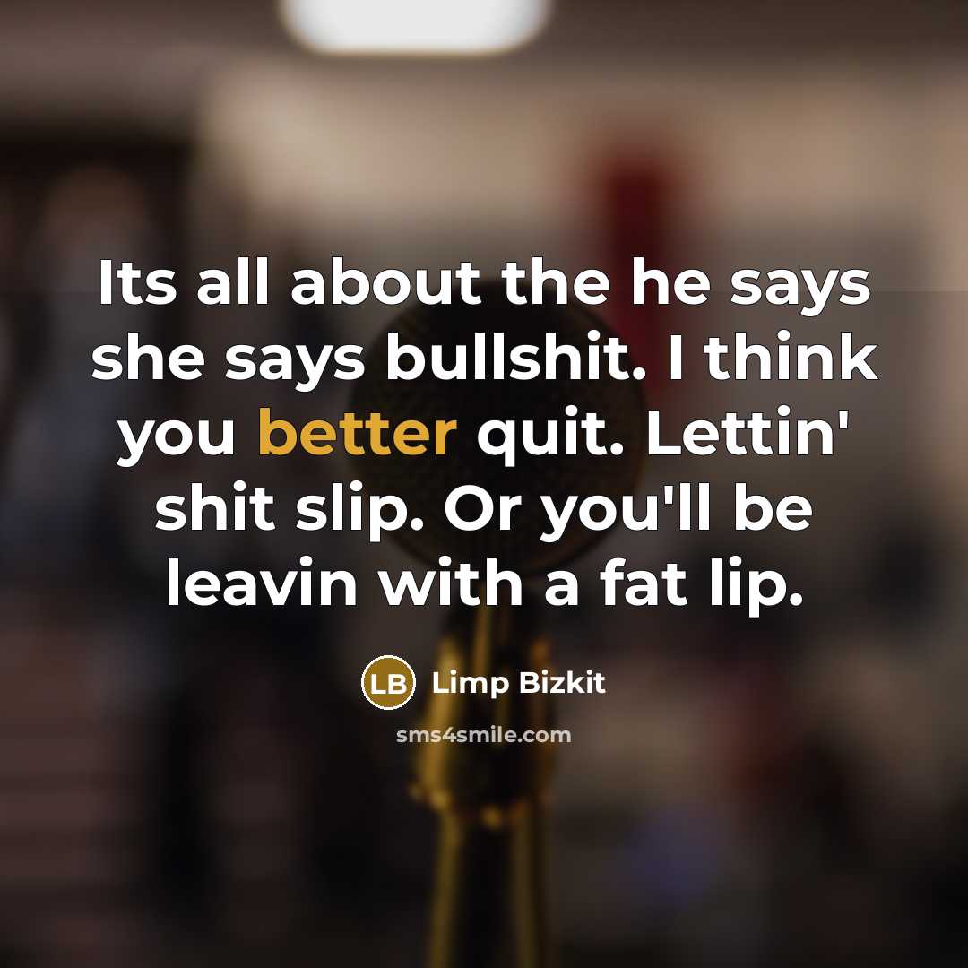 “Its all about the he says she says bullshit. I…” quote by Limp Bizkit