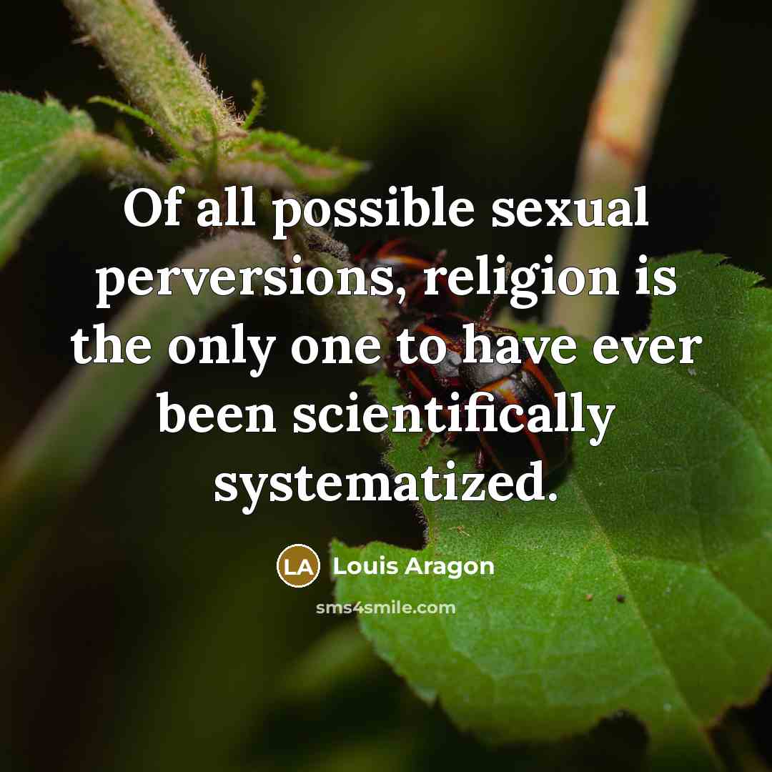 “Of all possible sexual perversions, religion is the only one…” quote by Louis Aragon