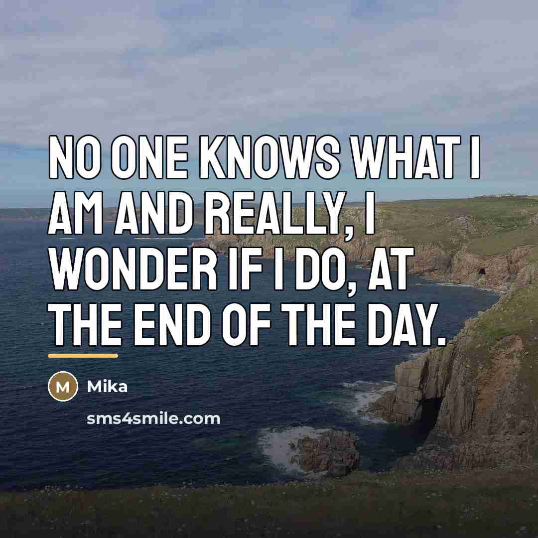 “No one knows what I am and really, I wonder…” quote by Mika