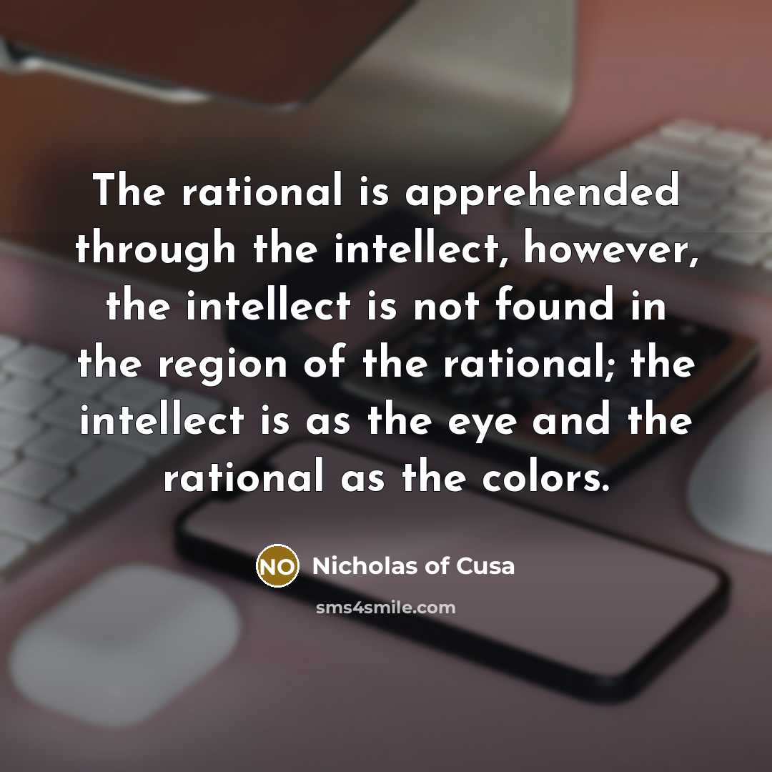 “The rational is apprehended through the intellect, however, the intellect…” quote by Nicholas of Cusa