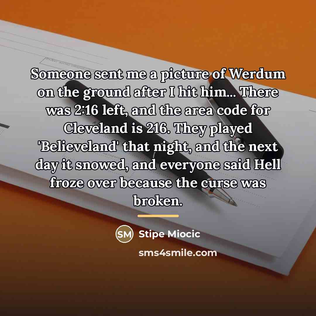 “Someone sent me a picture of Werdum on the ground…” quote by Stipe Miocic