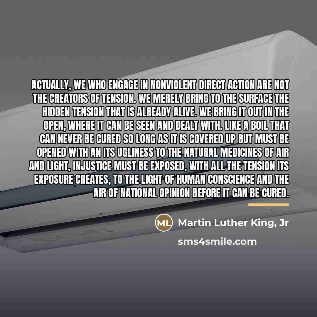“Actually, we who engage in nonviolent direct action are not…” quote by Martin Luther King, Jr