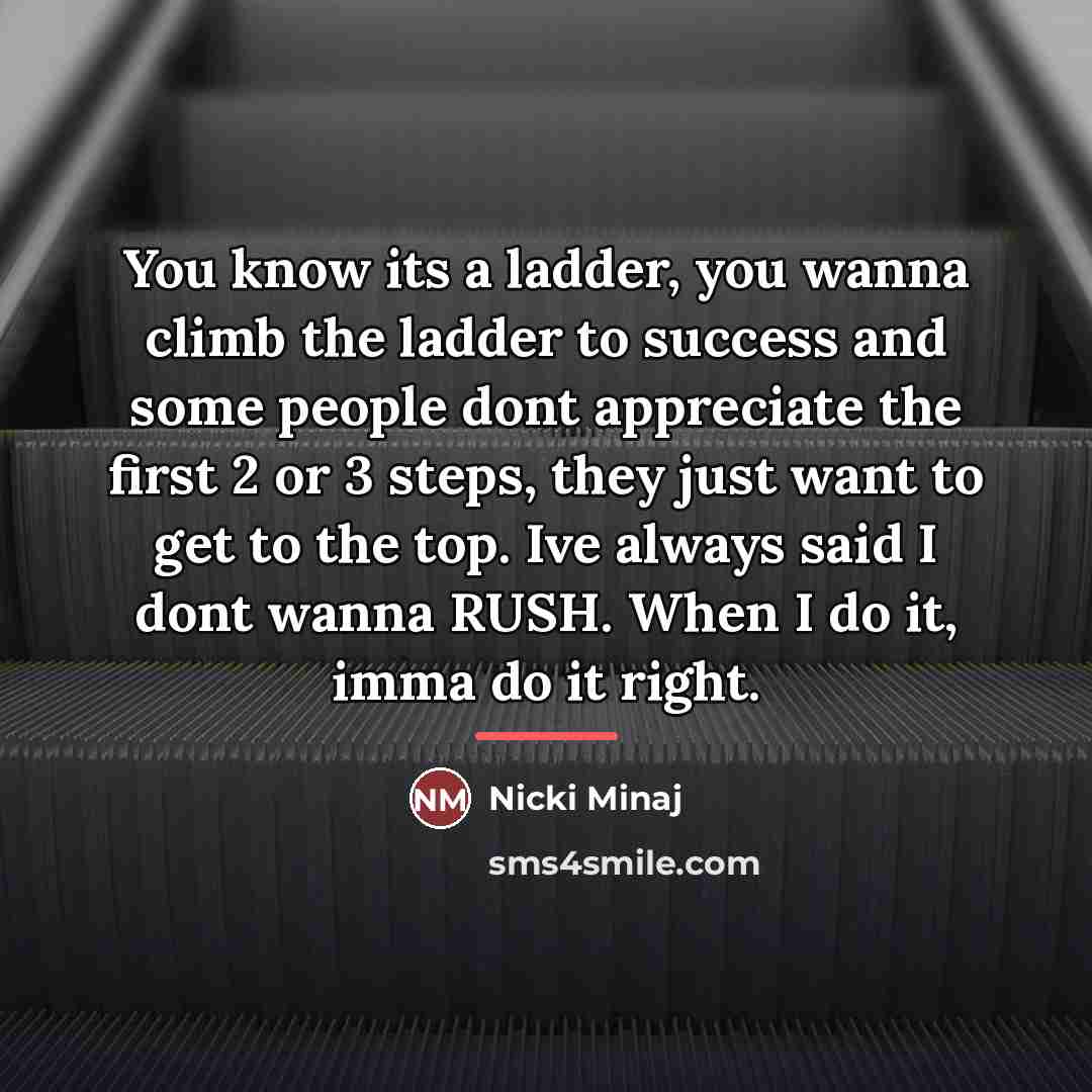 “You know its a ladder, you wanna climb the ladder…” quote by Nicki Minaj