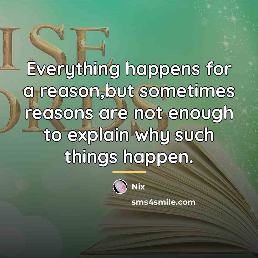 “Everything happens for a reason,but sometimes reasons are not enough…” quote by Nix