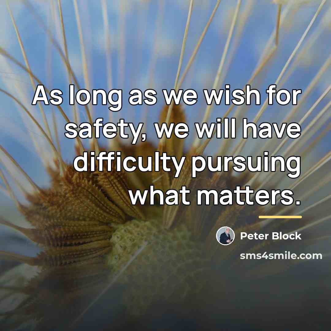 “As long as we wish for safety, we will have…” quote by Peter Block