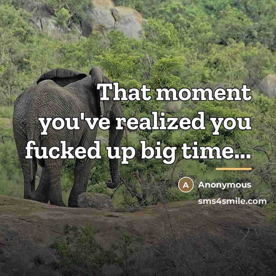 “That moment you've realized you fucked up big time...…” quote by Anonymous