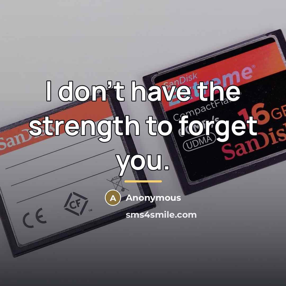 “I don't have the strength to forget you.…” quote by Anonymous