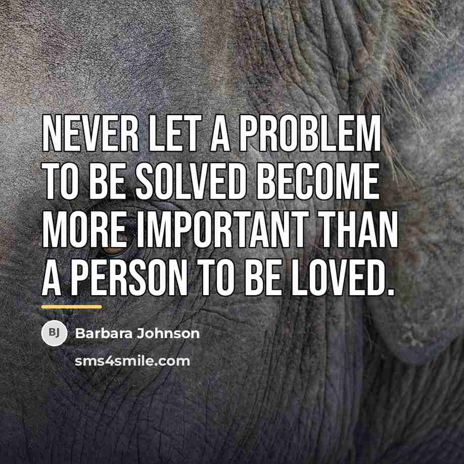 “Never let a problem to be solved become more important…” quote by Barbara Johnson