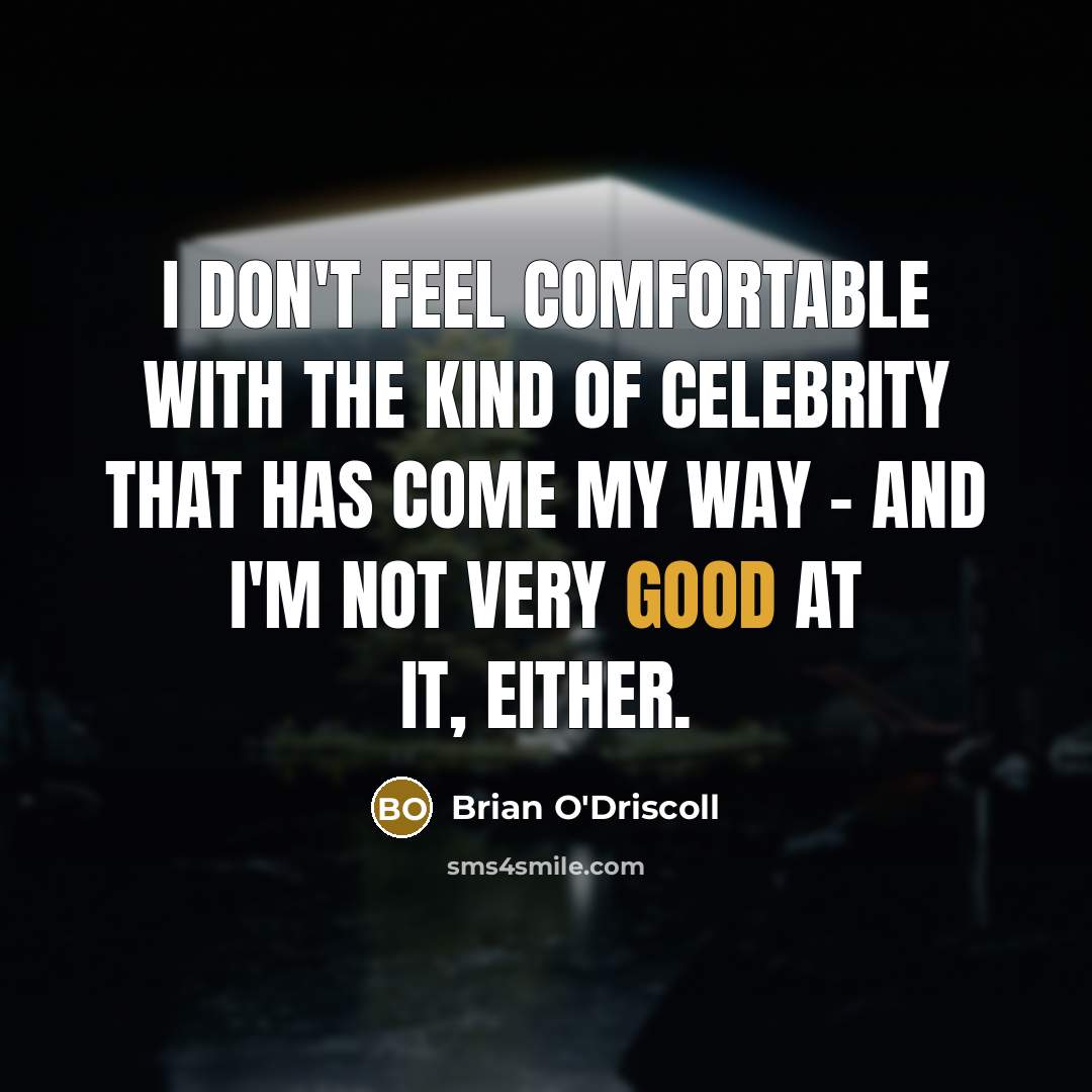 “I don't feel comfortable with the kind of celebrity that…” quote by Brian O'Driscoll