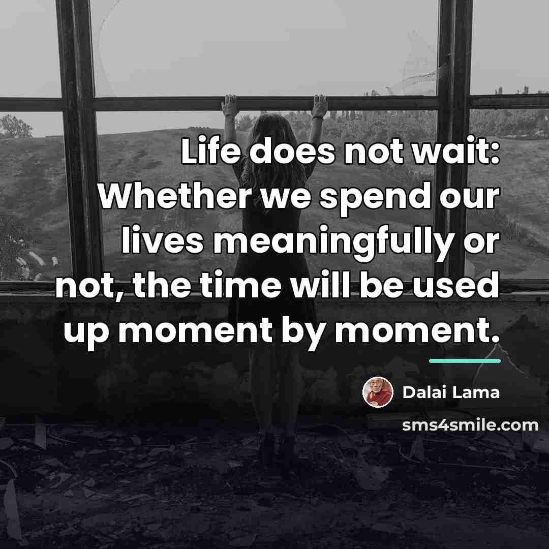 “Life does not wait: Whether we spend our lives meaningfully…” quote by Dalai Lama