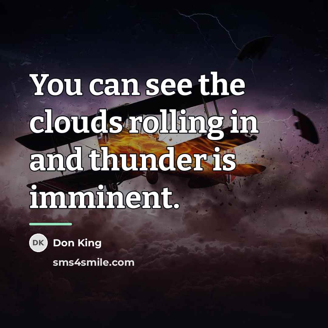“You can see the clouds rolling in and thunder is…” quote by Don King