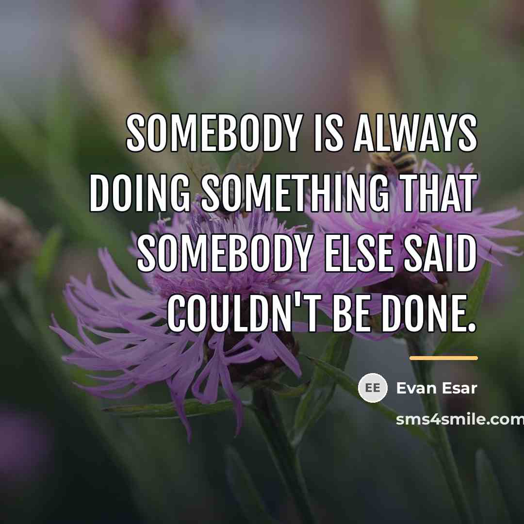 “Somebody is always doing something that somebody else said couldn't…” quote by Evan Esar
