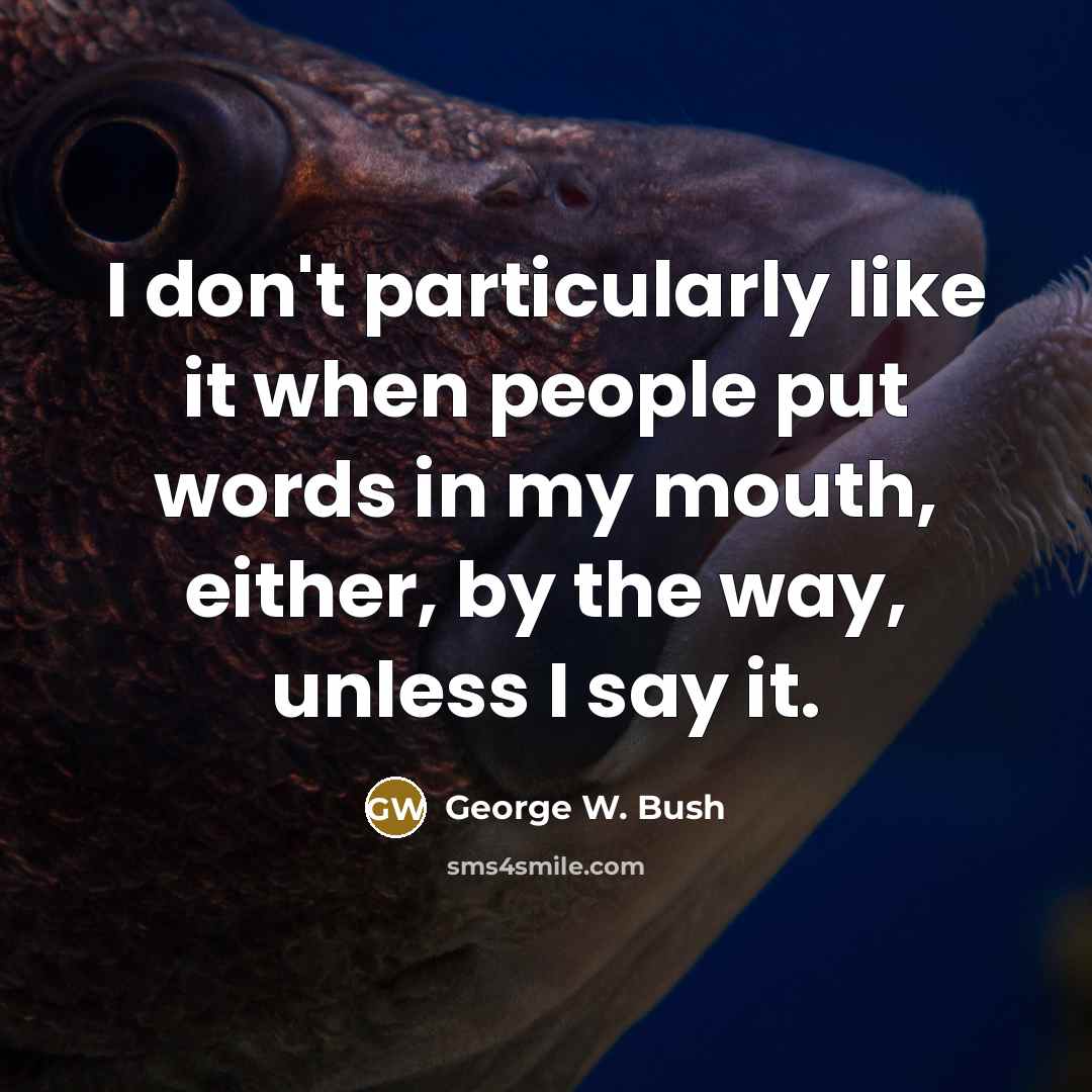 “I don't particularly like it when people put words in…” quote by George W. Bush