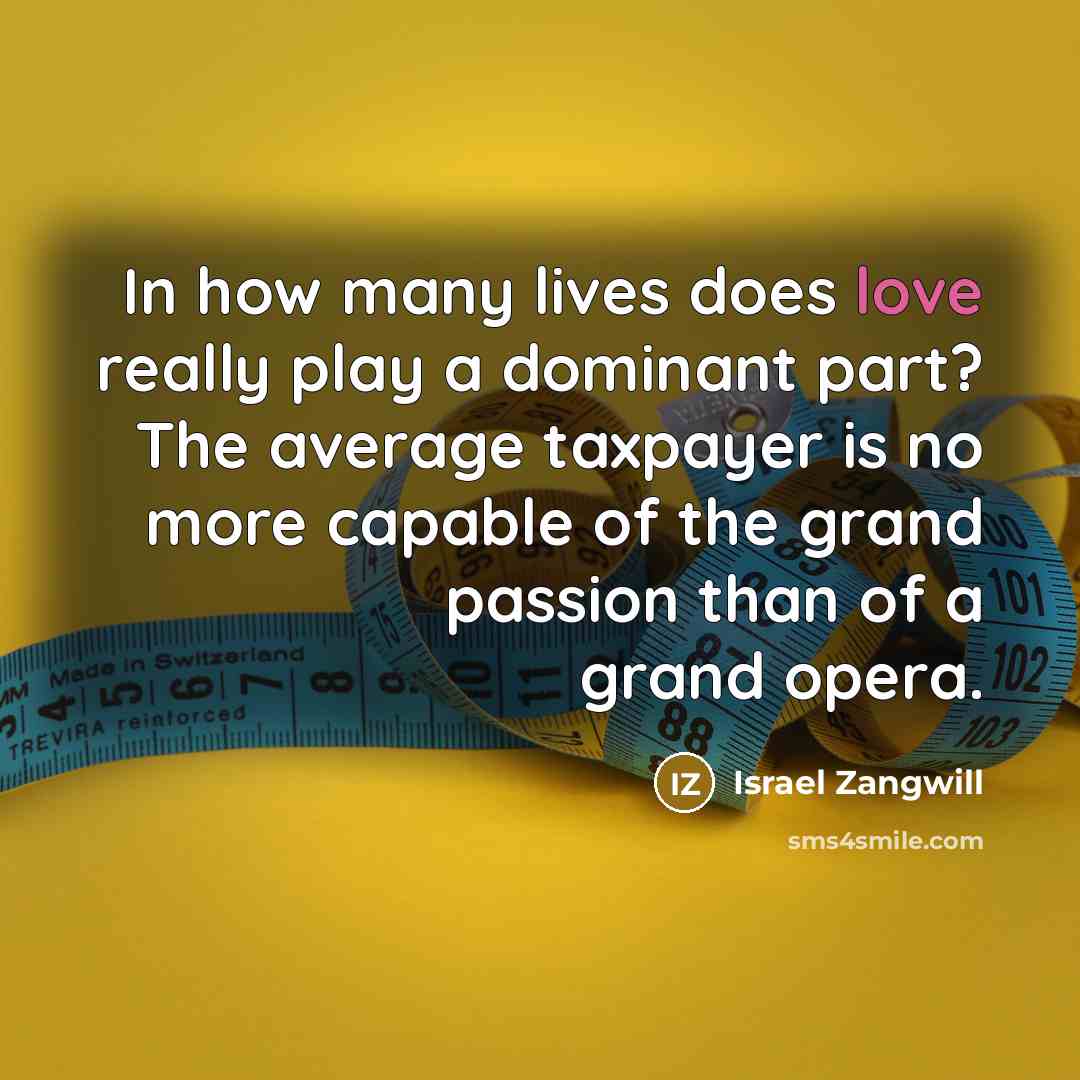 “In how many lives does love really play a dominant…” quote by Israel Zangwill