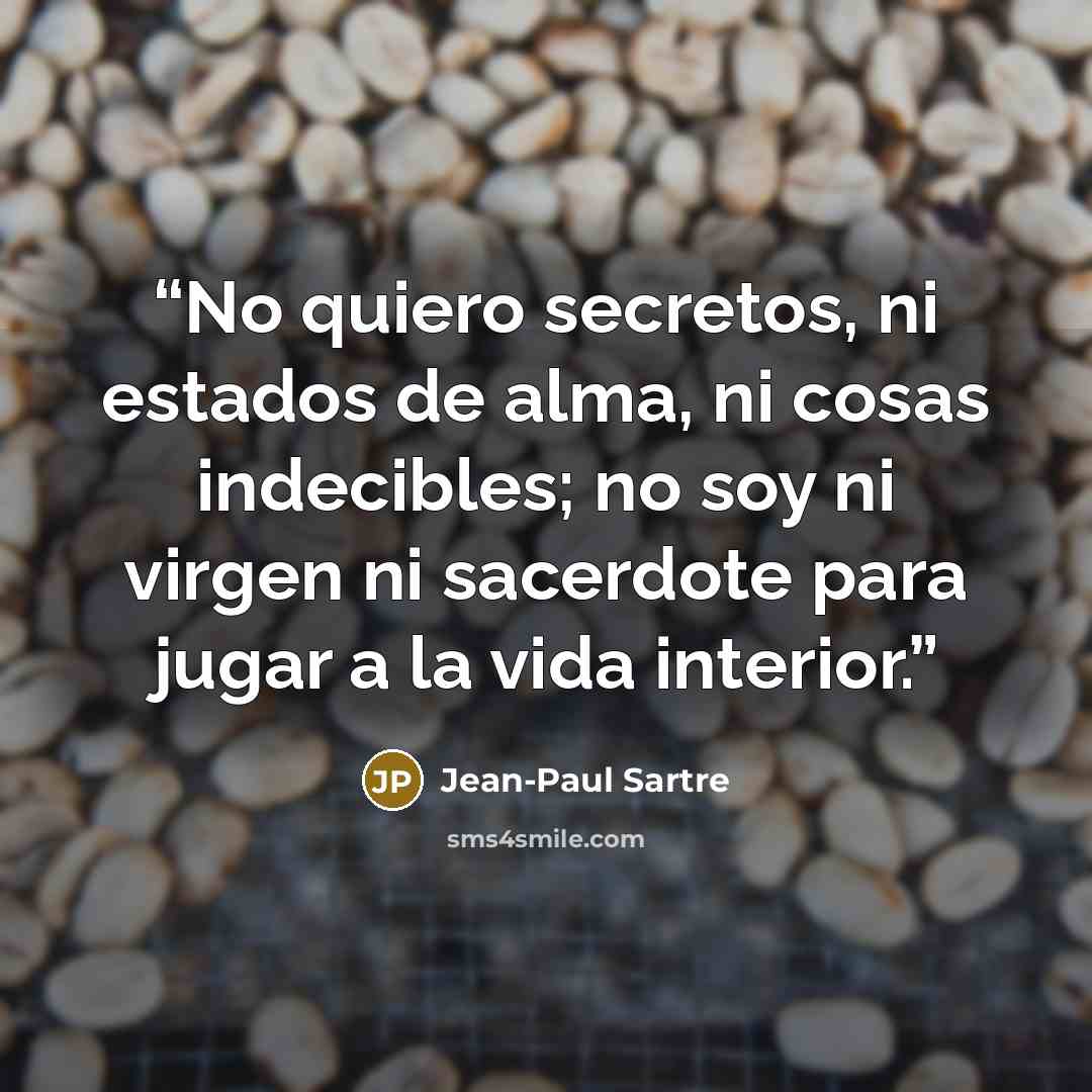“No quiero secretos, ni estados de alma, ni cosas indecibles; no soy ni virgen ni sacerdote para jugar a la vida interior.” quote by Jean-Paul Sartre